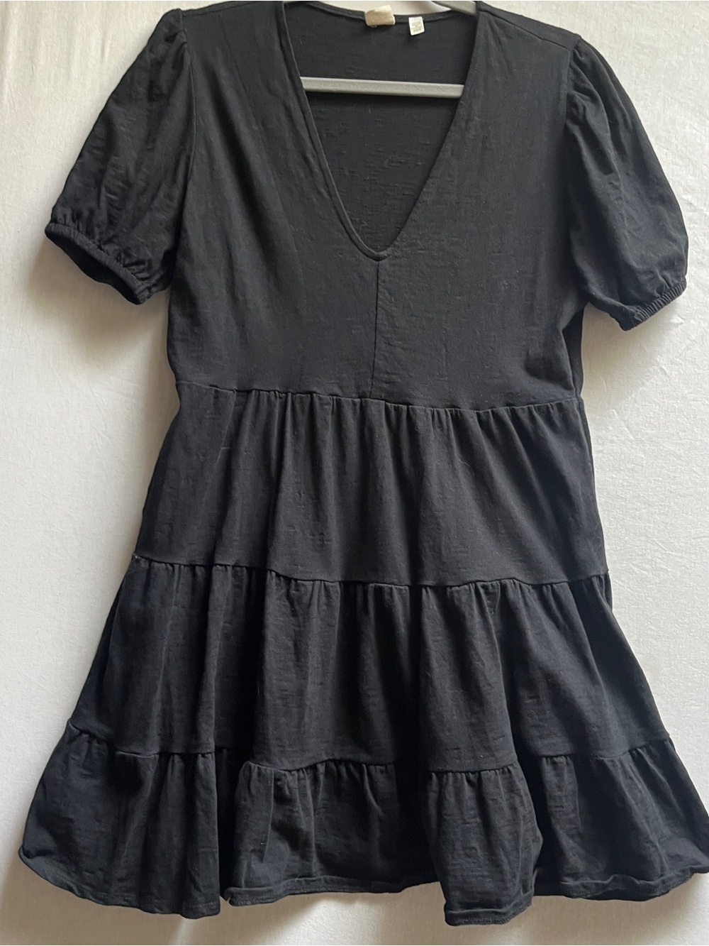 Oak + Ivy V-Neck Tiered Babydoll Cotton Mini Dress S